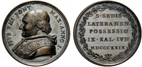 ROMA. Pio VIII (Francesco Saverio Castiglioni), 1829-1830. Medaglia 1829 a. I opus G. Girometti. Æ, gr. 32,40 mm 43,2. Dr. PIVS VIII PONT - MAX ANNO I...