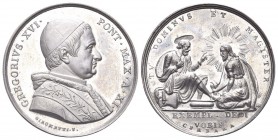 ROMA. Gregorio XVI (Bartolomeo Alberto Cappellari), 1831-1846. Medaglia 1841 a. XI opus G. Girometti e G. Cerbara. Æ, gr. 15,12 mm 32,4. Dr. GREGORIVS...