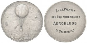 AUSTRIA. Durante Francesco Giuseppe I d’Asburgo Lorena, 1848-1916. Medaglia 1911. Ag, gr. 19,12 mm 36,5. Dr. Mongolfiere in volo; sullo sfondo, veduta...