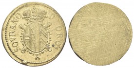 MILANO. Giuseppe II d’Asburgo Lorena, 1780-1790. Peso monetale della Sovrana d’oro. Æ, gr. 11,11 mm 25,5. Dr. SOVRANO - D’ORO. Stemma coronato. Rv. - ...