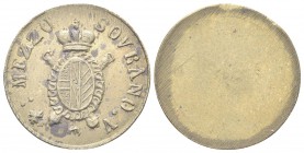 venezia. Giuseppe II d’Asburgo Lorena, 1780-1790. Peso monetale della Mezza Sovrana d’oro. Æ, gr. 55,5 mm 23,2. Dr. MEZZO - SOVRANO V. Stemma coronato...