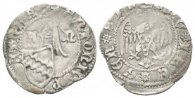 AQUILEIA. Antonio II Panciera di Portogruaro, 1402-1411. Denaro. Ag, gr. 0,63. Dr. ANTONIVS P - ATRHA. Elmo sormontato da aquila; ai lati, A -N; sotto...