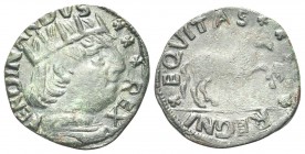 AQUILA (L’). Ferdinando I d’Aragona (Ferrante), 1458-1494. Cavallo con aquiletta. Æ, gr. 2,06. Dr. FERDINANDVS - REX. Busto radiato a d. Rv. EQVITAS. ...