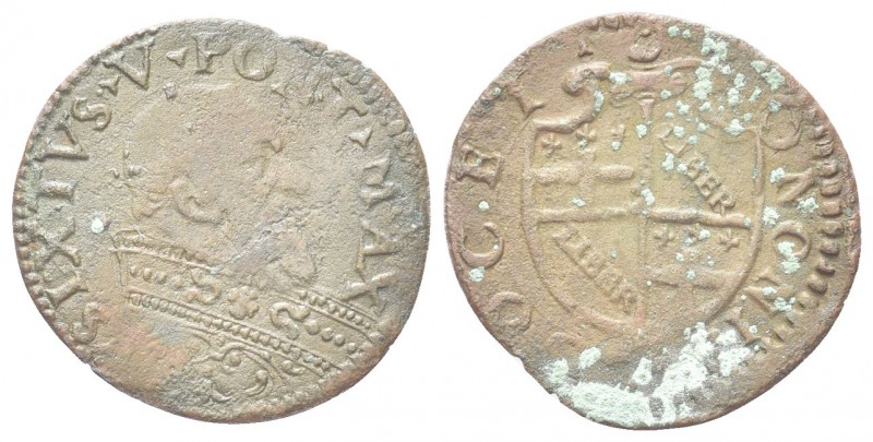 BOLOGNA. Sisto V (Felice Peretti), 1585-1590. Sesino. Mi, gr. 1,01. Dr. SIXTVS V...