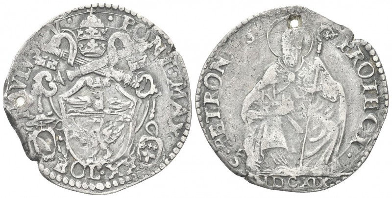 BOLOGNA. Paolo V (Camillo Borghese), 1605-1621. Lira MDCXIX (1619). Ag, gr. 7,61...
