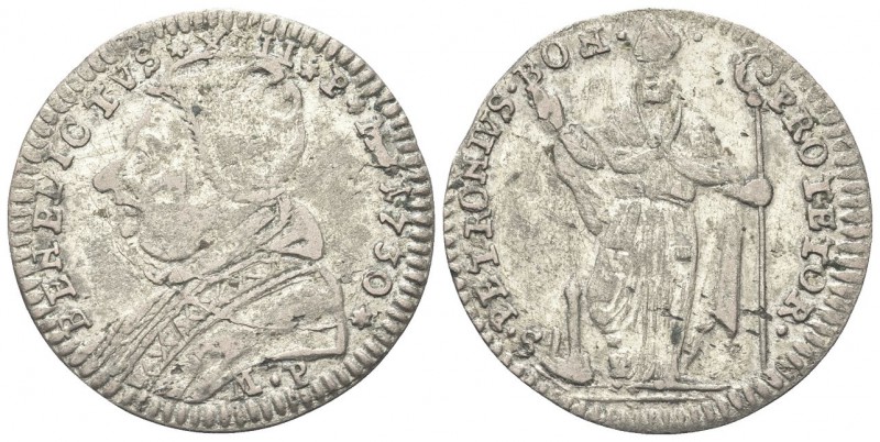 Bologna. Benedetto XIII (Pier Francesco Orsini), 1724-1730. Muraiola da 4 Bologn...