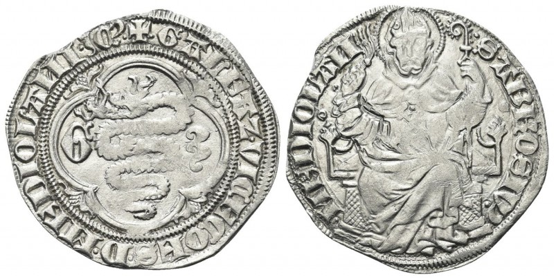 MILANO. Gian Galeazzo Visconti, 1385-1402. Pegione. Ag, gr. 2,27. Dr. GALEAZ VIC...