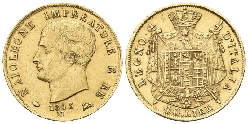 MILANO. Napoleone I Re d’Italia, 1805-1814. 40 Lire 1813, II Tipo, puntali sagom...
