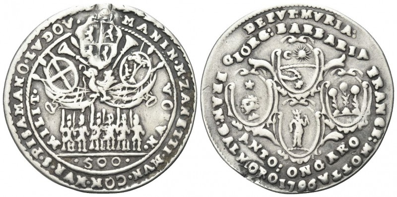 MURANO. Ludovico Manin Doge CXX, 1789-1797. Osella 1786. Ag, gr. 9,67. Dr. LVDOV...