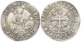 NAPOLI. Roberto d’Angiò, 1309-1343. Gigliato. Ag, gr. 3,89. Dr. ROBERTUS DEI GRA IERL ET SICIL REX. Il re coronato, seduto, tra due protomi di leoni c...