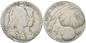 NAPOLI. Ferdinando IV (I) di Borbone, 1759-1816. Piastra da 120 Grana 1791, Soli Reduci. Ag, gr. 26,45. Dr. FERDINANDVS IV ET M CAROLINA VNDIQ FELICES...