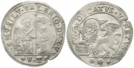 VENEZIA. Silvestro Valier Doge CIX, 1694-1700. Ducato, sigle F T Ag, gr. 22,66. Dr. S M V SILV VALERIO DVX V. San Marco seduto su trono, benedicente, ...