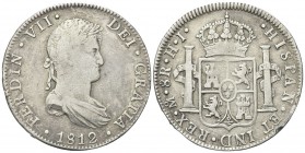 MESSICO. Ferdinando VII di Spagna, 1808-1833. 8 Reali 1812 HJ. Ag,. Dr. FERDIN VII - DEI GRATIA. Busto drappeggiato e laureato a d.; in esergo, 1812. ...