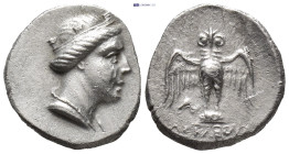 PONTOS, Amisos. Circa 300-125 BC. AR Triobol – Hemidrachm (13mm, 1.73 g). Askleous, magistrate. Turreted head of Hera right / Owl standing facing, win...