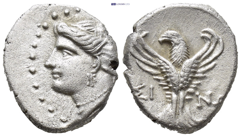 Paphlagonia, Sinope. Late 4th-3rd cent. BC. AR 1/2 drachm. (13mm, 2.87 g) Turret...