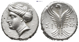 Paphlagonia, Sinope. Late 4th-3rd cent. BC. AR 1/2 drachm. (14mm, 2.96 g) Turreted female head left / Eagle standing facing, head left, with wings spr...