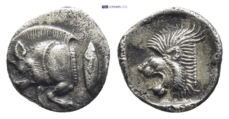 Mysia. Kyzikos 480 BC. Obol AR (9mm, 0.82 g) Forepart of boar left, tunny upward...