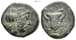 AEOLIS. Myrina. Ae (2nd-1st centuries BC). (2.9 Gr. 13mm. )
 Laureate head of Apollo right. 
Rev. Amphora, lyre in right field.