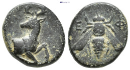 Ionia. Ephesos circa 387-285 BC. Bronze Æ (12mm, 1,64 g) Forepart of stag right. / E-Φ, bee.