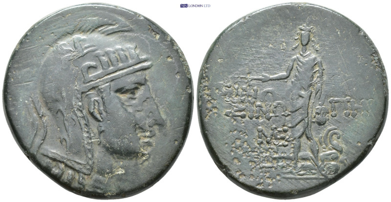 PAPHLAGONIA, Sinope. Circa 85-65 BC. AE. (18 Gr. 29mm.). 
Helmeted head of Athen...