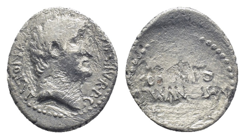 Marcus Antonius with M. Silanus. Denarius, mint moving with M. Antonius 33, AR (...