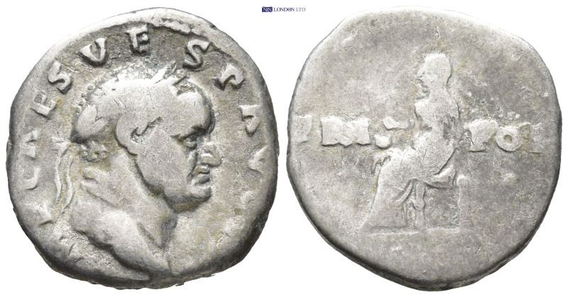 VESPASIAN (69-79). Denarius. (17mm, 3.1 g) Rome. Obv: IMP CAES VESP AVG P M. Lau...