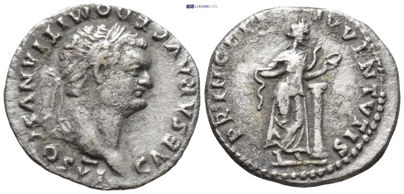 Domitian, as Caesar, 69-81. Denarius (19mm, 3.0 g), struck under Vespasian, Rome...