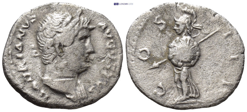 Hadrian AR Denarius. (19mm, 2.79 g) Rome, AD 125-128. HADRIANVS AVGVSTVS, laurea...