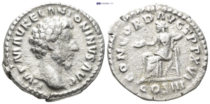 Marcus Aurelius. Silver Denarius (17mm, 2.77 g), AD 161-180. Rome, AD 163. IMP M...