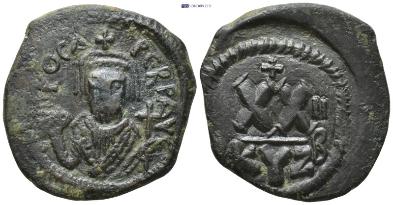 Phocas. 602-610. Æ Half Follis (24mm, 6.1 g). Cyzicus mint, 2nd officina. Dated ...