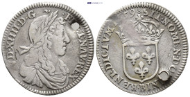 France. Louis XIV 'the Sun King' AD 1643-1715. 1/12 Ecu AR, 1659 (25mm, 2.19 g)