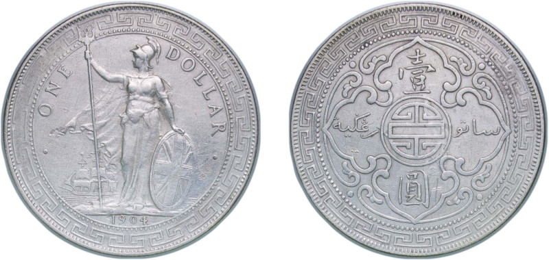 Great Britain United Kingdom 1904 B 1 Dollar (British Trade Dollar) Silver (.900...