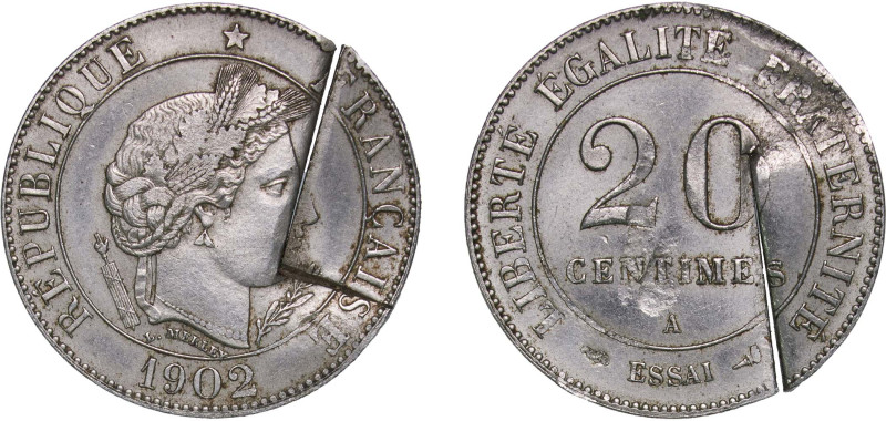 France Third Republic 1902 A 20 Centimes (Essai, 2E type) Nickel Paris Mint 7.02...