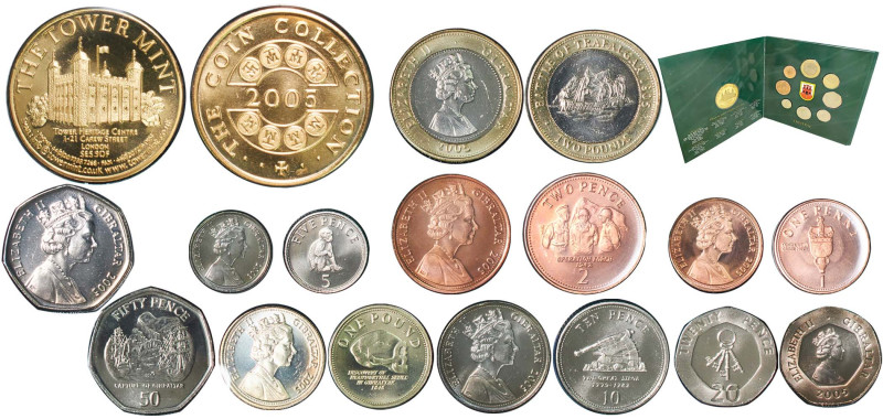 Gibraltar British Overseas Territory 2005 Coinage Set - Elizabeth II (9 Lots) UN...