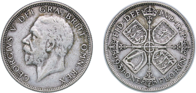 Great Britain United Kingdom 1931 1 Florin - George V (3rd issue) Silver (.500) ...