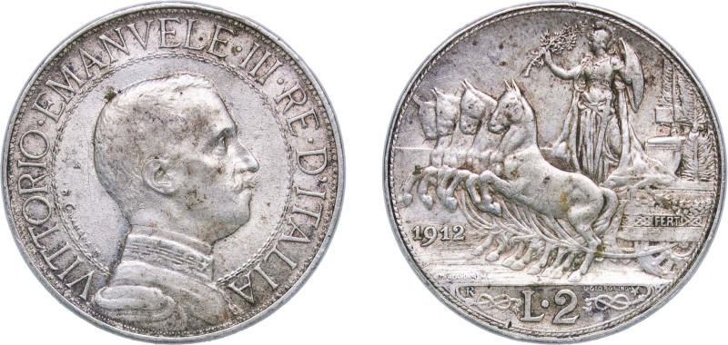 Italy Kingdom 1912 R 2 Lire - Victor Emmanuel III Silver (.835) Rome Mint (21662...