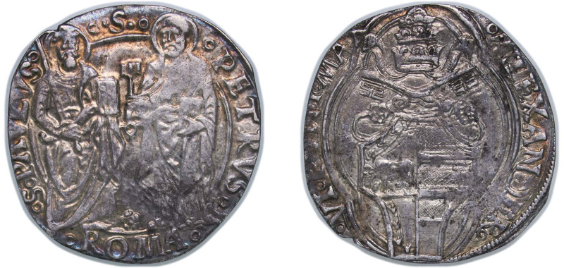 Italy Papal States Italian states 1492 - 1503 1 Grosso - Alexander VI Silver Rom...