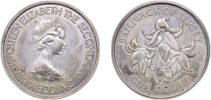 Jersey British dependency 1972 1 Pound - Elizabeth II (Silver Wedding) Silver (....