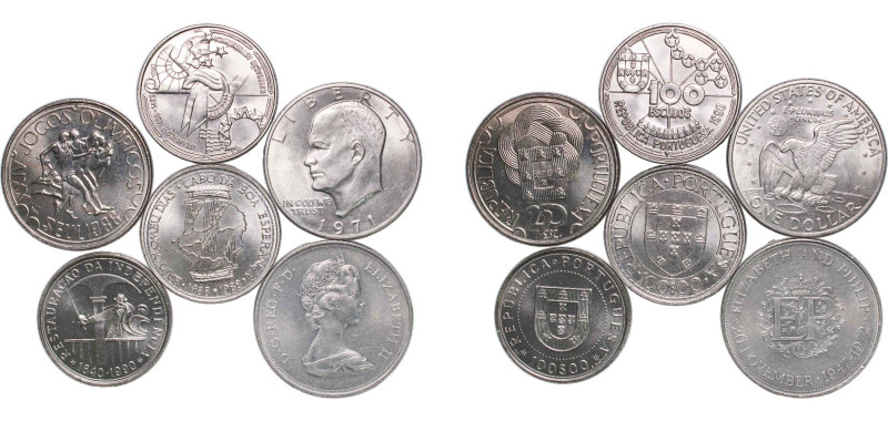 Portugal 1971-1990 UK, USA Coinage (6 Coins) UNC