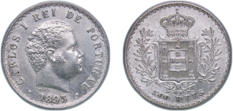 Portugal Kingdom 1893 500 Réis - Charles I Silver (.917) Lisbon Mint (2494000) 1...