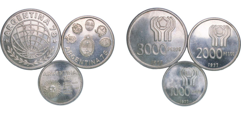 Argentina Federal Republic 1977 Pesos Set (World Football Championship, 3 Coins ...