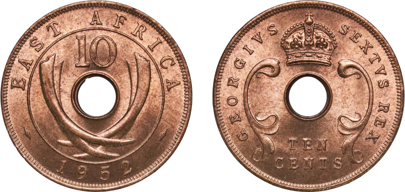 East Africa British colony 1952 10 Cents - George VI Bronze (15800000) 9.4g UNC ...