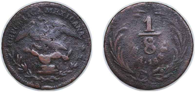 Mexico Federal Republic 1830 Mo ⅛ Real "Octavo" (Federal Coinage) Copper Mexico ...