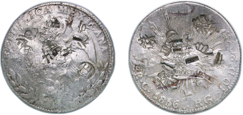 Mexico Federal Republic 1856 Ca RG 8 Reales Silver (.903) Chihuahua Mint 26.73g ...