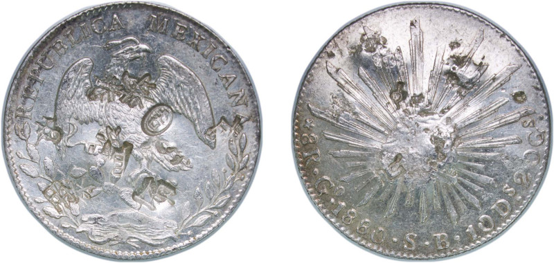 Mexico Federal Republic 1880 Go SB 8 Reales Silver (.903) Guanajuato Mint 27.05g...