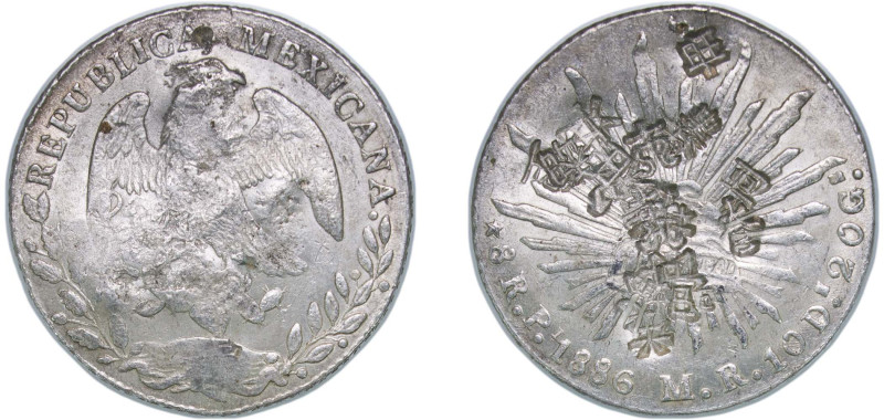 Mexico Federal Republic 1886 Pi MR 8 Reales Silver (.903) San Luis Potosi Mint 2...