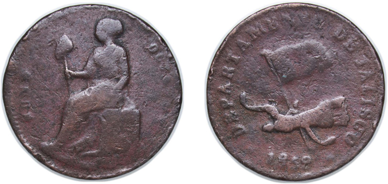 Mexico State of Jalisco 1859 ⅛ Real "Octavo" Copper 9.47g F KM 331