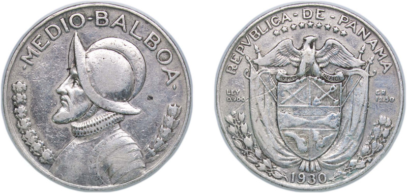 Panama Republic 1930 ½ Balboa Silver (.900) Philadelphia Mint (300000) 12.32g VF...