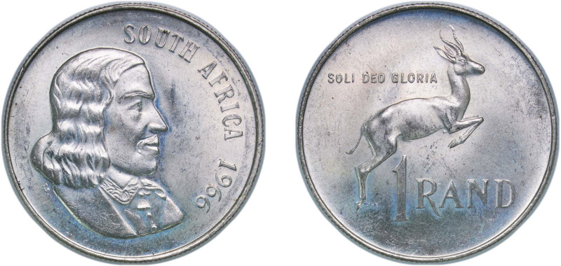 South Africa Republic 1966 1 Rand (English legend - SOUTH AFRICA) Silver (.800) ...