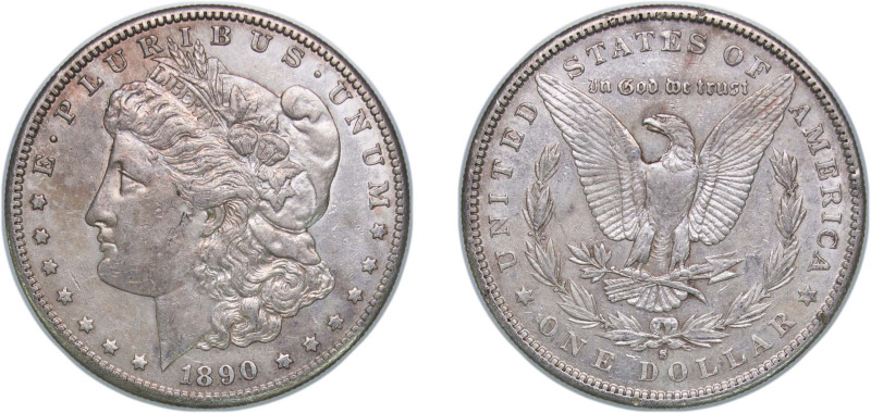 United States Federal republic 1890 S 1 Dollar "Morgan Dollar" Silver (.900) San...